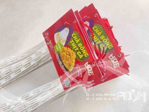 Hanger dây nhựa treo sản phẩm Chà Bông Khô Gà bán Tết 2026.