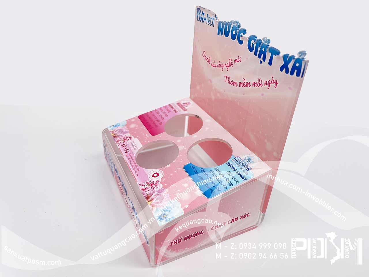 Kệ mica tester mẫu Nước Giặt Xả Bio Tech